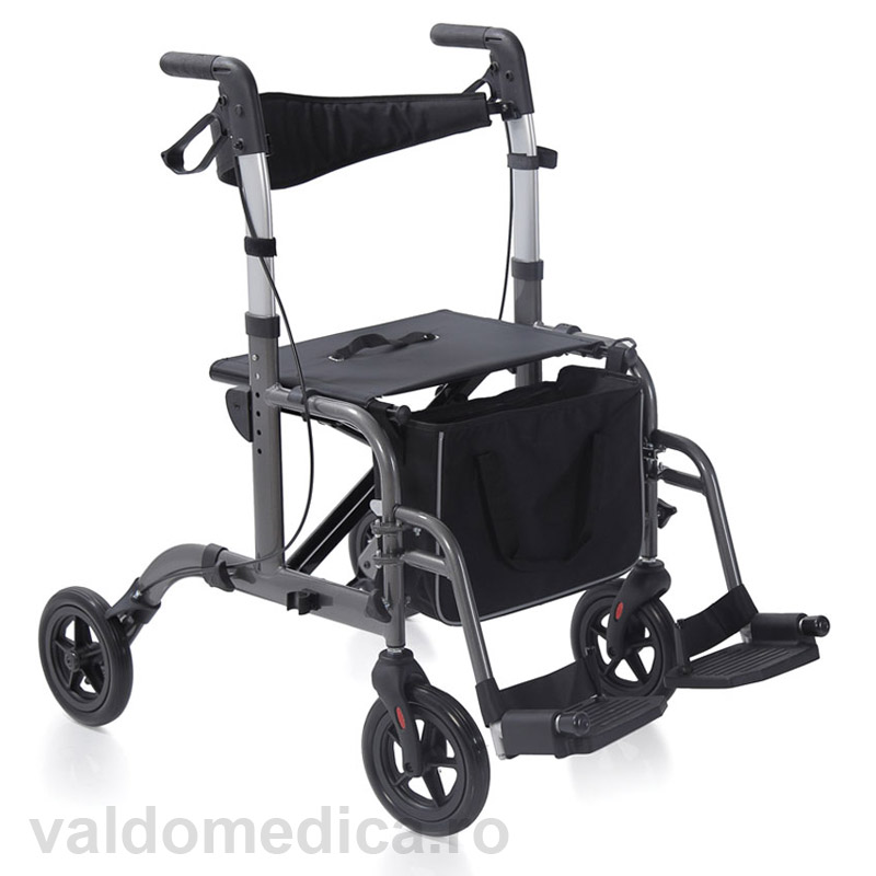 Rolator pliabil cu cadru din aluminiu vopsit - 4 roți - Dublă funcție - GAYA 2.0