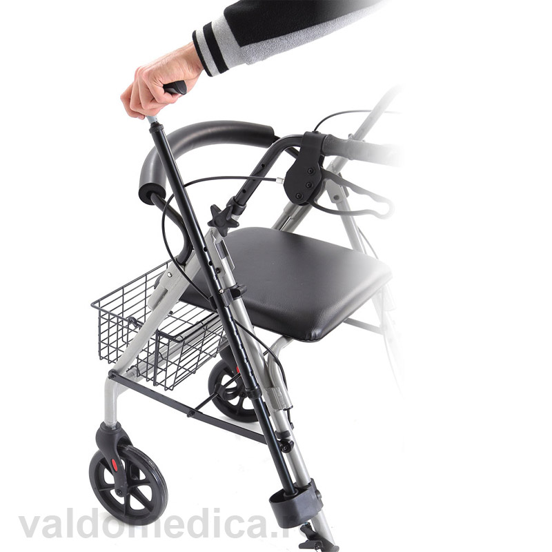 Rolator pliabil cu cadru din aluminiu vopsit – 4 roți. Cu scaun